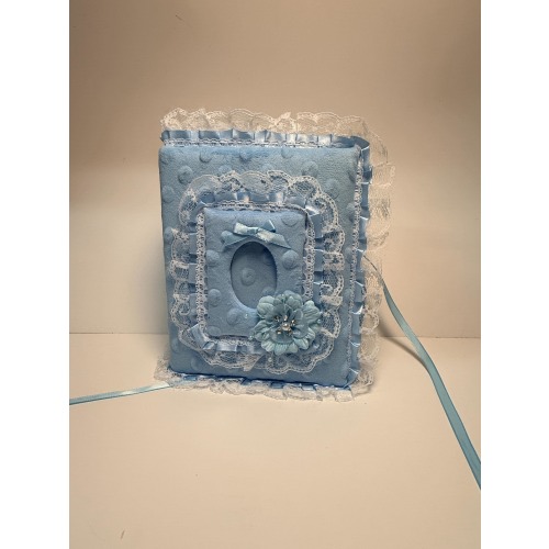 Soft Blue Minky Fabric Photo Album for Baby Boy - Holds 100 4x6 Photos - Handmade