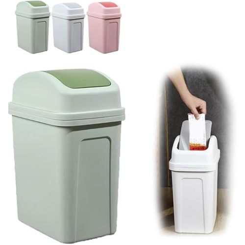 3 Gallon Trash Can with Swing Lid (Green)