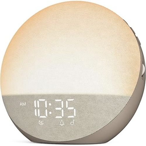 Sunrise Alarm Clock White Noise Machine: Natural Wake Up Light - Dimmable Clock with Bluetooth Speaker for Bedroom - 25 Sleep Sounds for Baby Adults Kids Cocoa