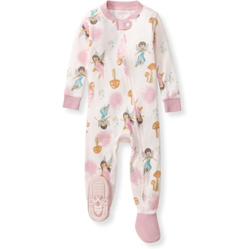 Burt's Bees Baby Baby Girls Sleeper Pajamas, 100% Organic Cotton, One-piece PJs, Diagonal Zip Up Jumpsuit, Snug Fit Footie