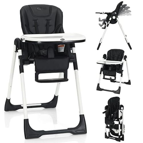 INFANS High Chair for Babies and Toddlers, Reclining Seat, Black