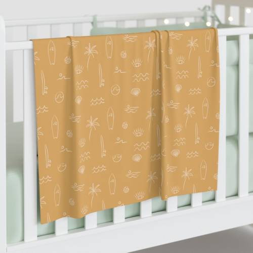 Orange Surf Summer Boho Nursery Decor Baby Swaddle Blanket