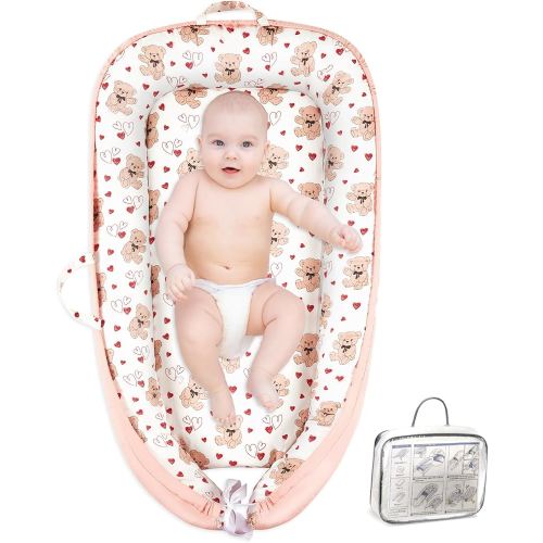 Portable Baby Lounger for Supervised Play and Rest, Soft Breathable Infant Mat for Tummy Time, Home, Travel, Baby Gifts- Bear