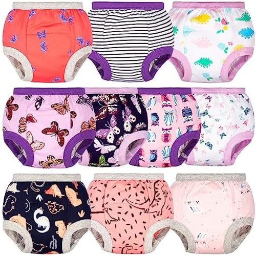 BIG ELEPHANT Potty Training Underwear - 10 Pack, 100% Cotton Absorbent Unisex Toddler Pee Pants for Boys Girls
