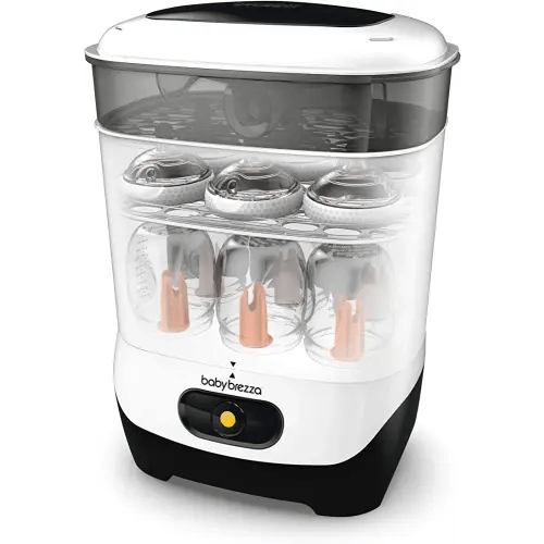 Baby Brezza 4 in 1 Baby Bottle Sterilizer Machine – Largest Capacity Electric Steam Sterilization – Pacifiers, Breast Pump Parts + Universal Sterilizing for All Bottles: Plastic, Glass, Large, Small