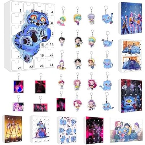 𝐾𝑝𝑜𝑝 𝐷𝑒𝑚𝑜𝑛 Hunters Advent Calendar 2025, Keychain Countdown Calendar with 24 Keychain Toys Gifts, Halloween Christmas Decorations Advent Calendar for Kids Adult Teens Ornaments Gifts