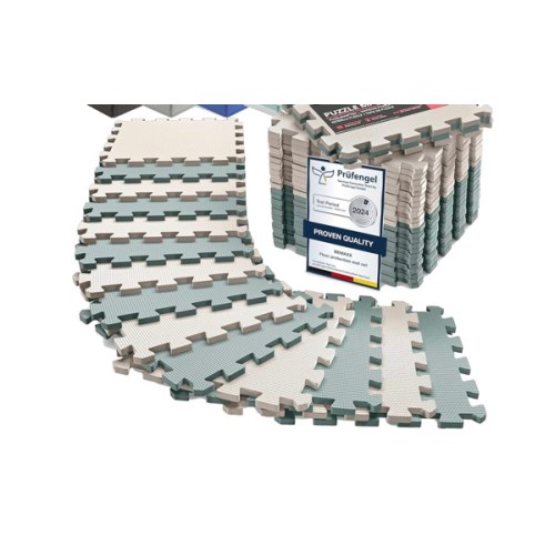 bemaxx Gym Mats Set - 18 pcs EVA Interlocking Foam Floor Tiles (12.6"x12.6"x0.4") 18sqft Protective Gym Flooring Sports Home Workout Exercise Mats Puzzle Garage Fitness Play-Room Pool Treadmill Bike