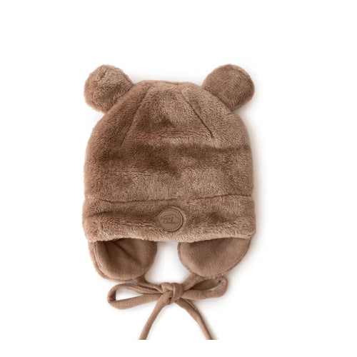 Petit Coulou - Minky Teddy Bear Baby Hat with Earmuffs – Little Canadian