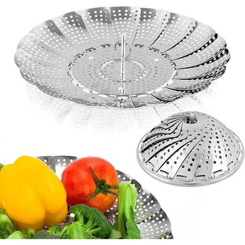 Vegetable Steamer Basket, Premium Stainless Steel Veggie Steamer Basket - Folding Expandable Steamers to Fits Various Size Pot Small by SAYFINE (5.4" to 9.2")