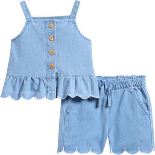 Scalloped Chambray Tank & Shorts Set, 9M