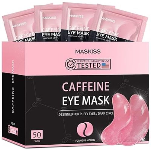 Under Eye Patches (50 Pairs), Caffeine Eye Masks for Dark Circles Puffy Eyes Undereye Bags, Collagen Eye Patches for Wrinkles and Puffiness, Skin Care Gift for Her