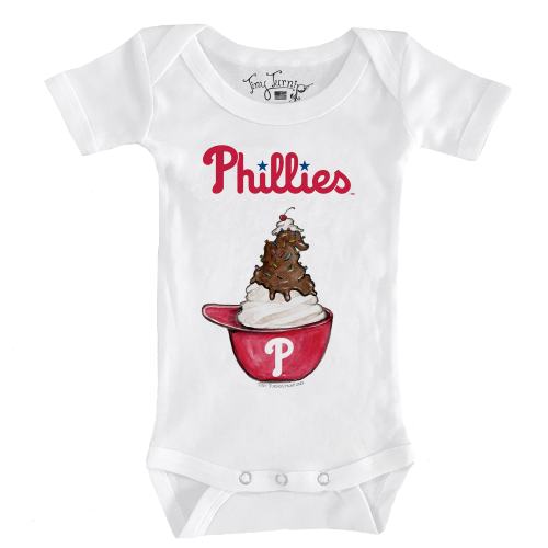 Infant Philadelphia Phillies Tiny Turnip White Sundae Helmet Bodysuit