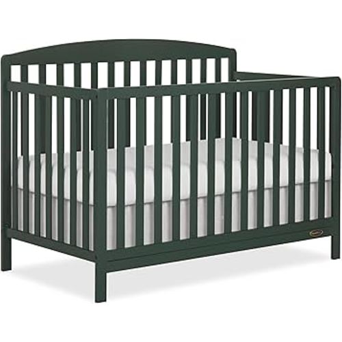 Dream On Me Odelle 5-in-1 Convertible Full-Size Baby Crib in Forest Green, GreenGuard Gold & JPMA Converts to Toddler, Day & Full-Size Bed, Sustainable Pinewood, 3 Mattress Heights