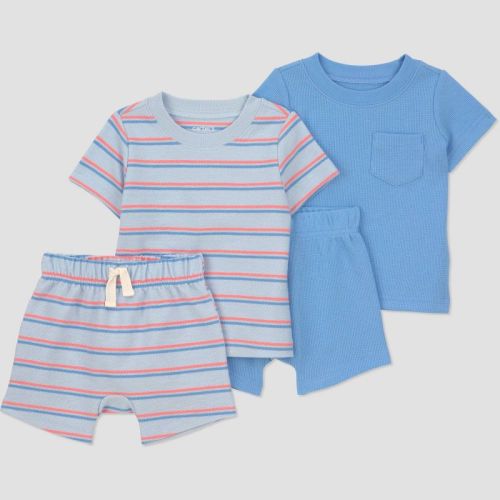 Carter's Just One You® Baby Boys' 4pc Striped T-Shirt and Shorts Set - Blue Newborn