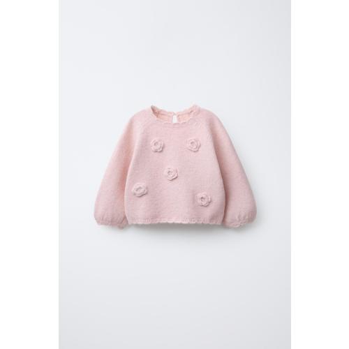 CROCHET FLORAL KNIT JUMPER - Light pink | ZARA United States