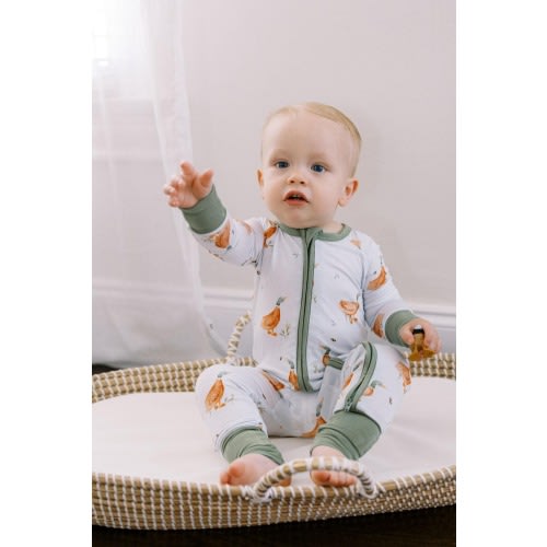 Duck Bamboo Baby Romper with Zipper: Little Duckling Newborn Gift