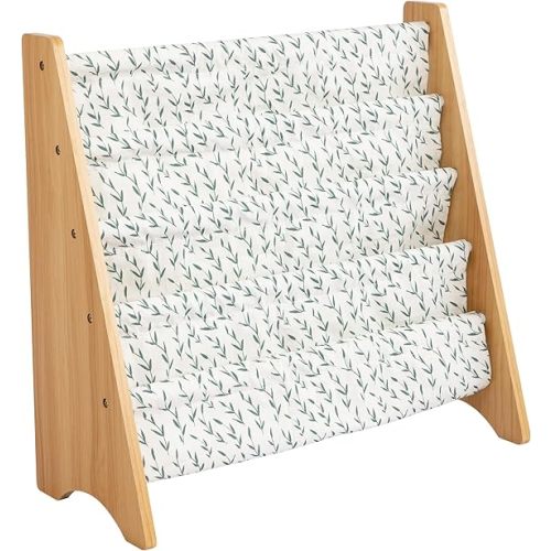 Humble Crew Kids Bookshelf, 4-Tier Front-Facing Book Display Organizer, Montessori Toddler Bookcase for Playroom, Bedroom & Reading Corner, Natural/White/Green