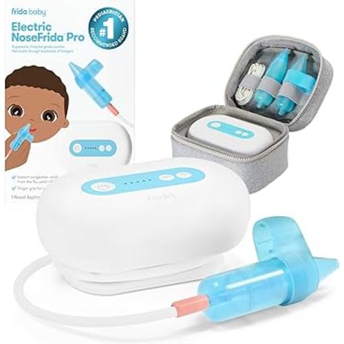 Frida Baby Electric NoseFrida Pro Nasal Aspirator for Baby, Hospital Grade Suction, Nose Sucker for Baby & Toddler, Nasal Aspirator for Congestion Relief, 5 Suction Levels, 2 Tips, Cordless with Case
