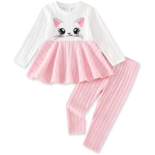 Toddler Baby Girl Clothes Fall Outfits Winter Long Sleeve Irregular Hem Top Belt Pant Sets 3Pcs