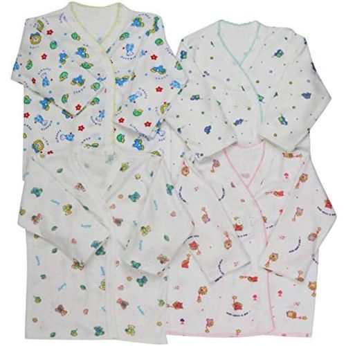 ToBeInStyle Babies' 4 Pack Relaxed Fit Short or Long Sleeve Button Up Kimono Tee Swaddle Shirt