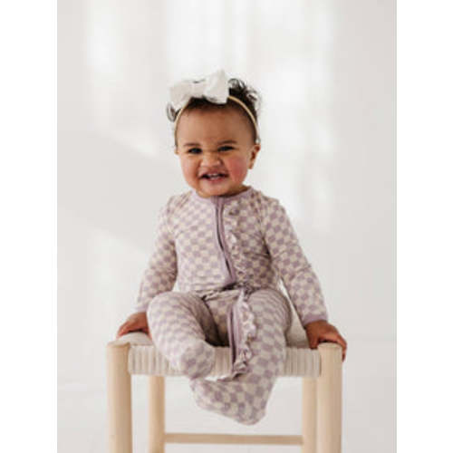 Footie Romper - Lavender Cloud Checkered – 4 Kids Only