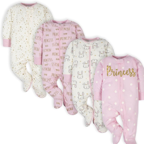 Gerber baby-girls 4 Pack Sleep N' Play Footie