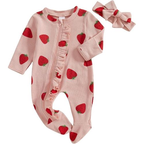 YINGISFITM Baby 3 6 Months Girl Clothes Newborn Onesie Ruffle Long Sleeve Ribbed Romper Jumpsuit One Piece Hospital Outfit