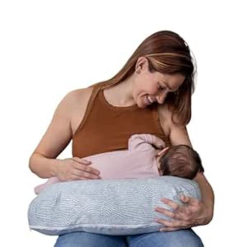 Boppy Nursing Pillow - Ergonomic Bottle & Breastfeeding Pillow with High, Firm, Large Area, Water-Repellent Cushion with Washable Cover; Baby Safety Alliance Verified - Blue Speckled Current