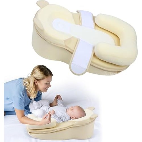 Baby Feeding Pillow, Anti Overflow Feeding Pillow for Reducing Spit-Up, Safety Nursing Pillow, Baby Lounger Reflux Wedge Breastfeeding, Removable top and Botto（Yellow）