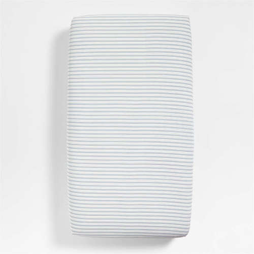 Frenchie Cloudy Blue 100% Organic Cotton Baby Crib Fitted Sheet