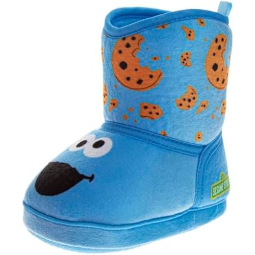 Sesame Street Slippers for Girls and Boys Elmo Cookie Monster Big Bird Abby Slipper Boots Warm Fluffy House Shoes Sizes: 3-4 Infant 5-10 Toddler