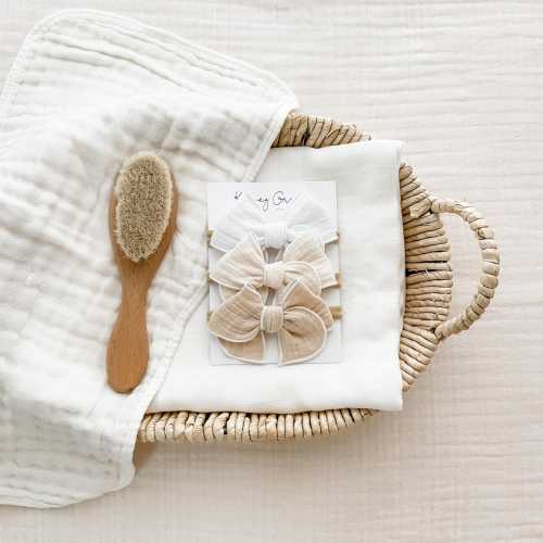 Neutral Baby Bow Set, Baby Headbands, Baby Girl Bows, neutral headbands, girls Hair bows, infant bow, newborn headband, girls hair clips,