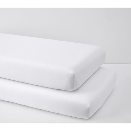 Pottery Barn Kids Super Soft Organic Sateen Crib Fitted Sheet Set of 2 - White