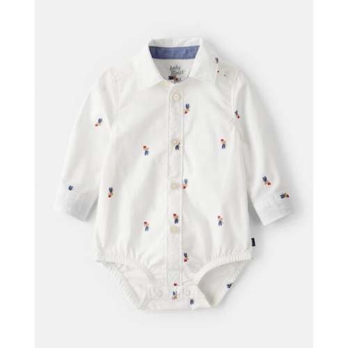 Baby Boy Bear Print Long-Sleeve Button-Down Bodysuit - White - OshKosh B'gosh | Carter's