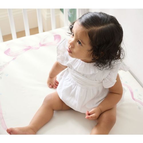 LoveShackFancy Bow Picture Perfect Organic Crib Fitted Sheet