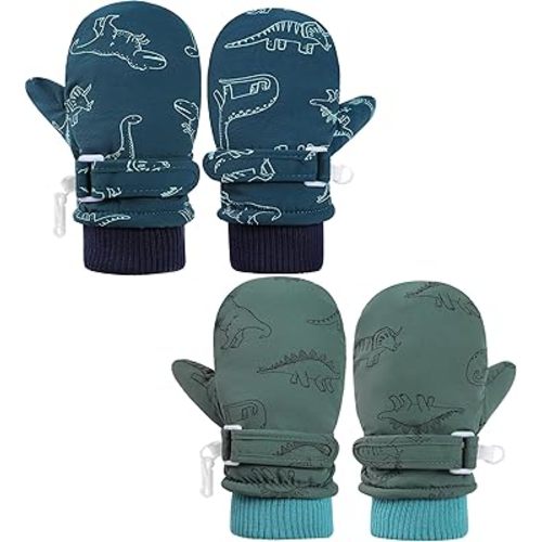 ENBAOHUI Baby Waterproof Mittens Threaded waterproof Mitten Fleece Lined Glove Kids Snow Ski Mitten for Boys Girls