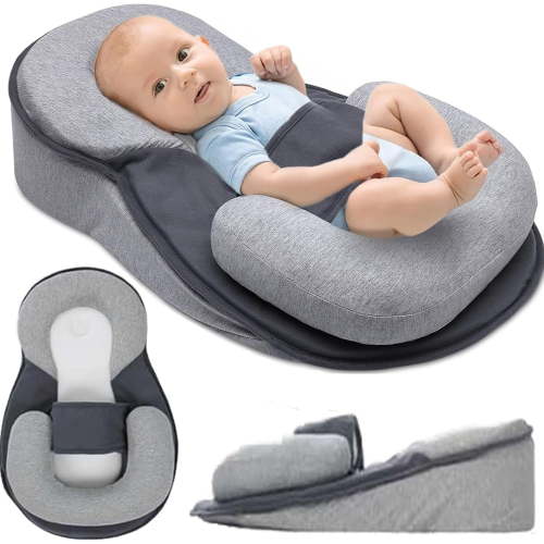 Rest Nest Bed Acid Reflux with Strap, Tummy Time Pillow, for Comfortable Play & Feeding Support