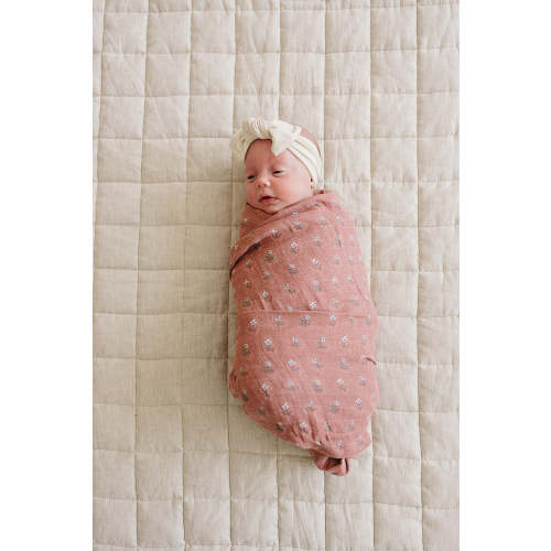 Mebie Baby Vintage Pink Floral Muslin Swaddle Blanket, 100% Cotton, Baby Essentials Default Title