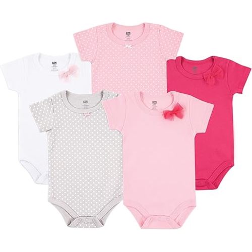 Hudson Baby Cotton Bodysuits, Basic Bow 3-6 Months