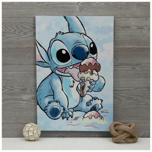 Stitch Eating Ice Cream Canvas Wall Decor