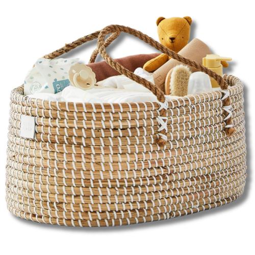 Baby Diaper Caddy Organizer "LILY" Handmade & Natural by BEBE BASK® – BEBE BASK