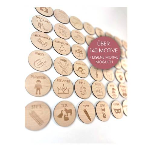 Over 140 designs (1): Children's room organization with wooden labels for e.g. Trofast shelf with designs & writing - individual designs possible