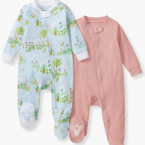 Burt's Bees Baby Girls' Organic Cotton Sleep and Play Footed Pajamas
