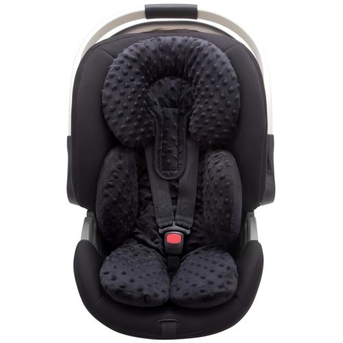Pro Goleem Infant Car Seat Insert, Baby Head Neck Body Support, Soft Minky Newborn Car Seat Strap Pads, 2-in-1 Reversible, Boys and Girls, Black