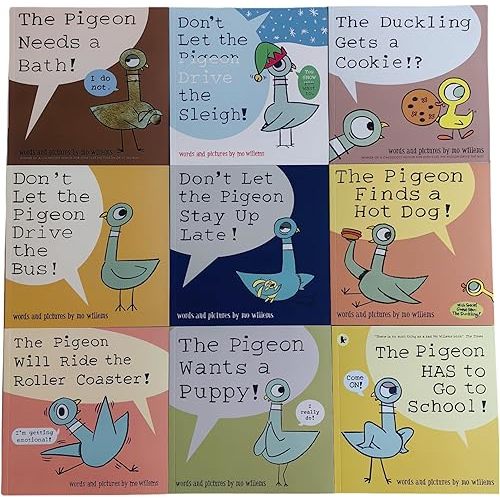 9PCS Pigeon Books Dont Let The Pigeon Drive The Bus Book Series Set, Pigeon Books Collection for Kids