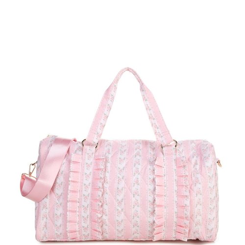 GB Girls Floral Ruffle Quilted Duffel