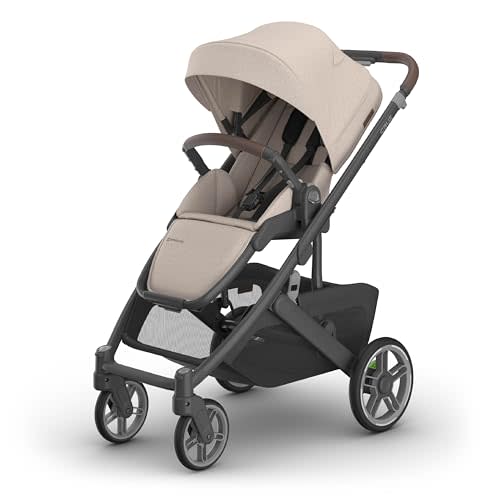UPPAbaby Cruz V3 Stroller - from Birth + Car Seat Compatible - Full-Size, Reversible Seat - Infant Insert, Bug and Rain Shields Included - Ada - (Sandstone Mélange/Carbon Frame/Chestnut Leather)