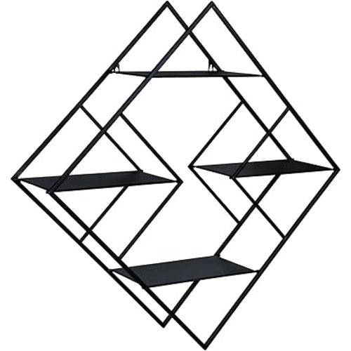 Stratton Home Decor Diamond Black Matte Finish - Shaped Collapsible Metal Wall Shelf