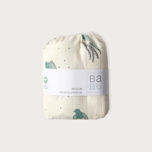 Muslin Wash Cloth 6pk - Kereru | Bath | Babu – The Sleep Store