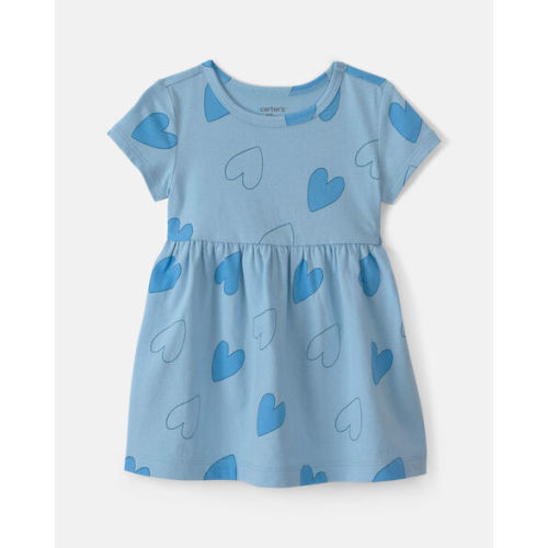 Baby Girl Heart Short-Sleeve Dress - Blue | Carter's
